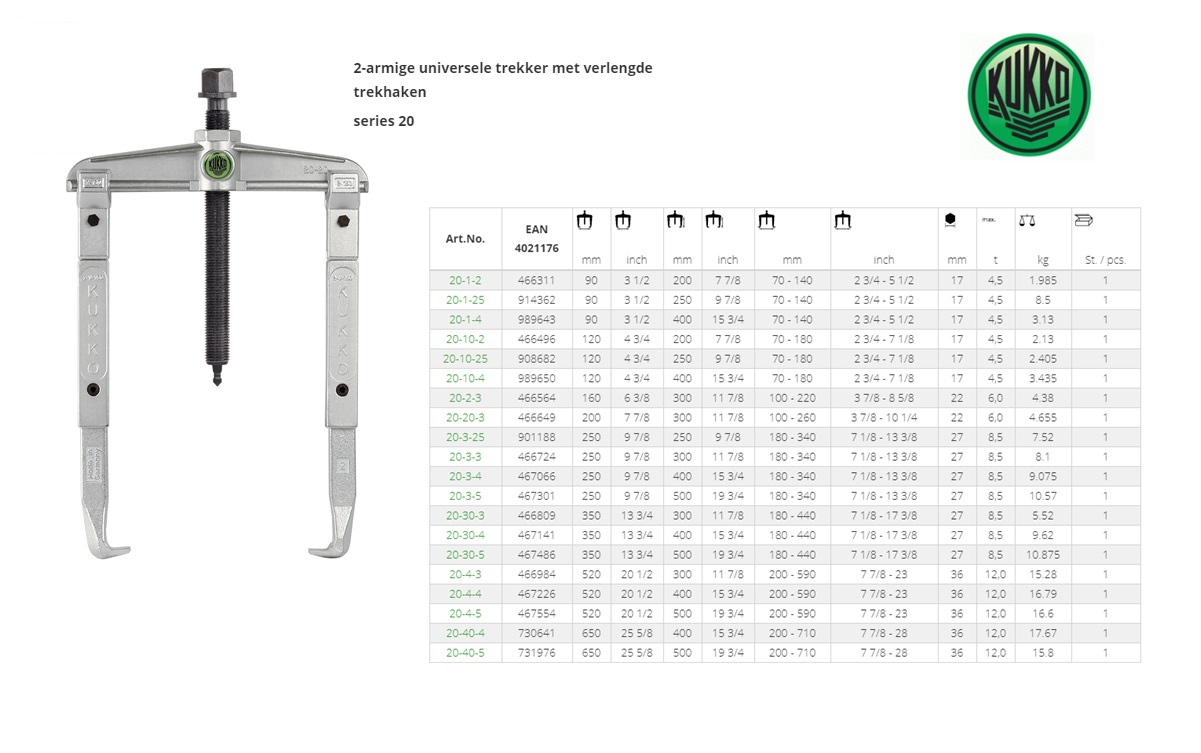 Verlengde trekhaken (3-dlg) Kukko 3-400-S | DKMTools - DKM Tools