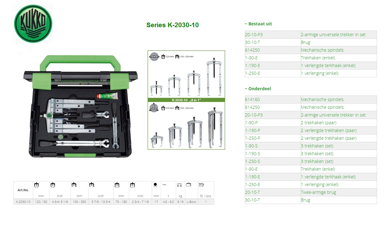 2-en 3-armige trekkers in kist Kukko K-2030-20-B | DKMTools - DKM Tools