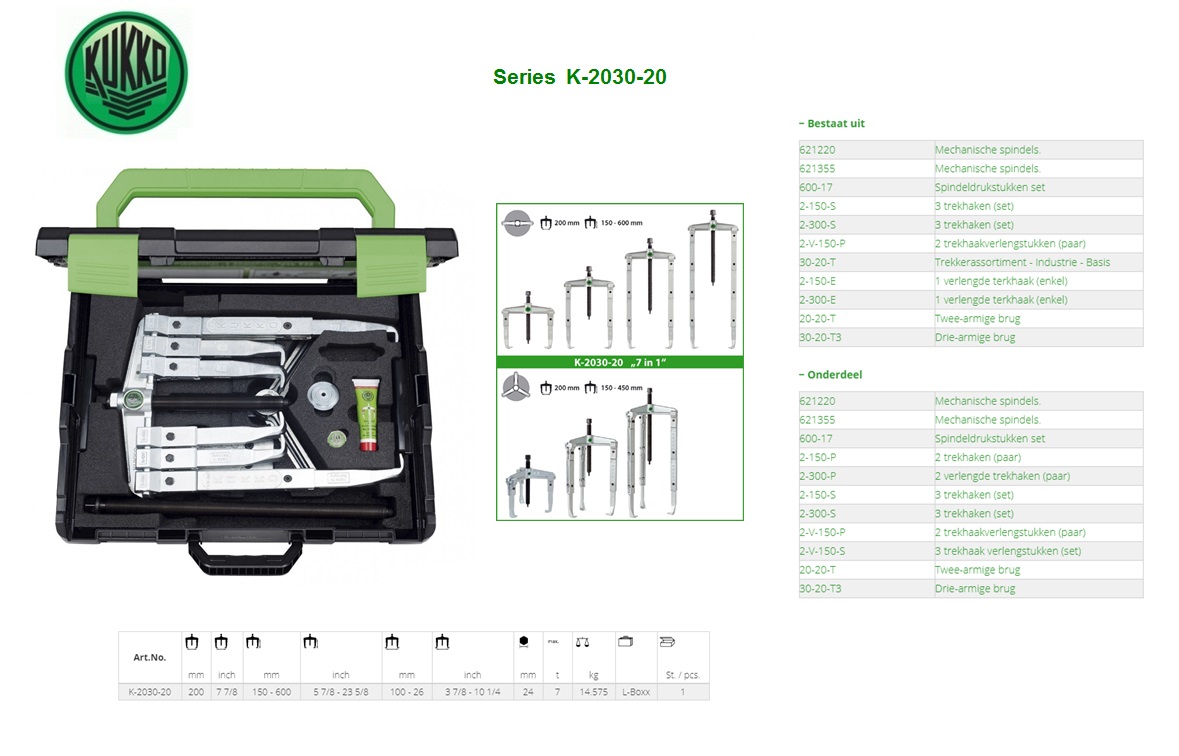 2-en 3-armige trekkers in kist Kukko K-2030-10 | DKMTools - DKM Tools