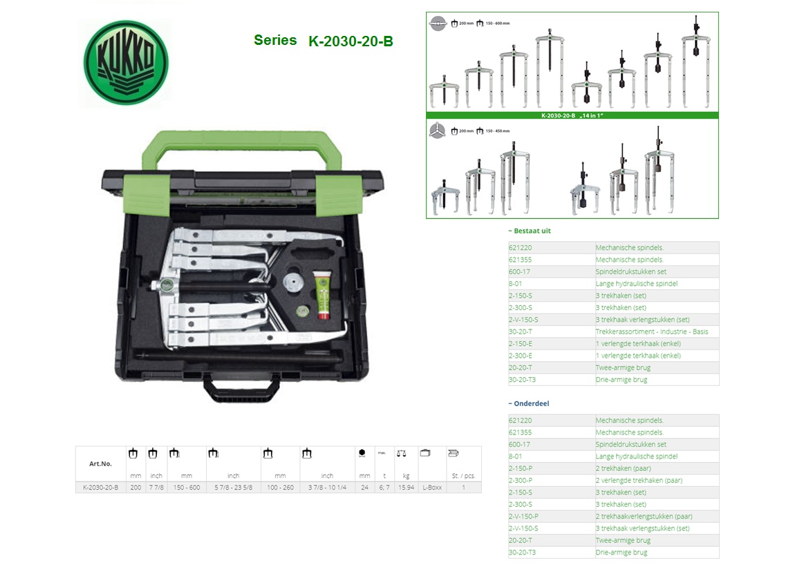 2-en 3-armige trekkers in kist Kukko K-2030-10 | DKMTools - DKM Tools