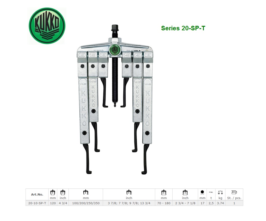 KUKKO Universele poelietrekker tweearmig met extreem dunne trekhaken in set 120x100/200/250/350mm