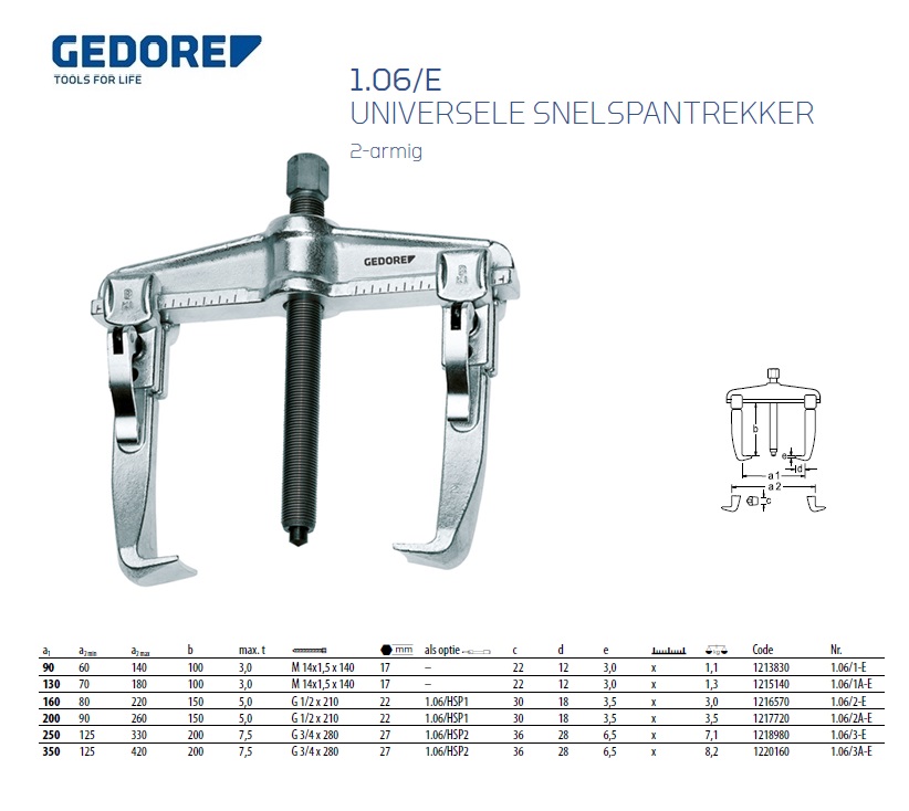Snelspanner 2-armige 90x100 mm