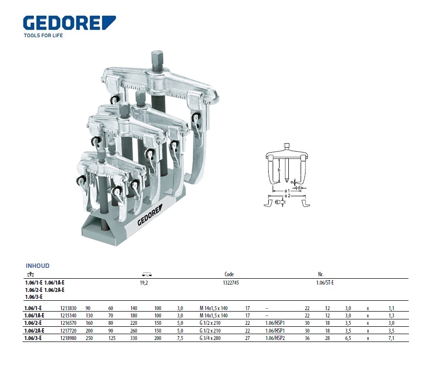 Trekkerset 1.06/E met werkplaatsstandaard