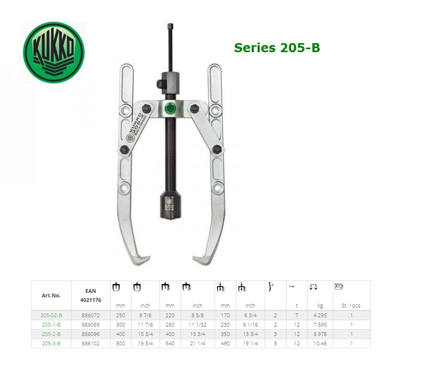 2-armige universele trekker met hydraulische spindel 250x220mm