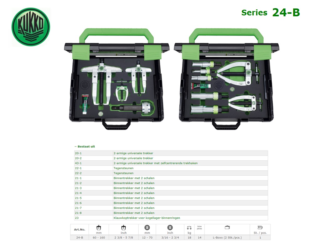 KUKKO Af- en uittrekkerapparaat voor kogellager 15-delig 24-C | DKMTools - DKM Tools