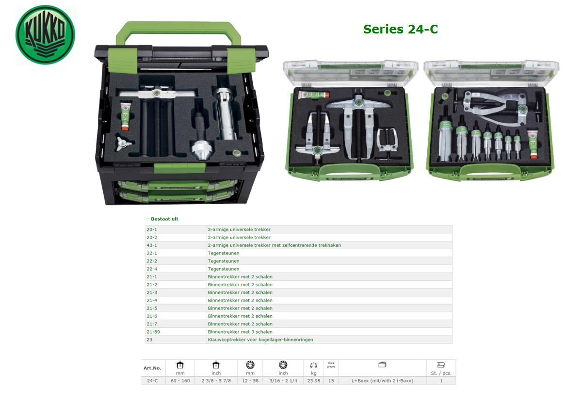 KUKKO Af- en uittrekkerapparaat voor kogellager 14-delig 24-B | DKMTools - DKM Tools