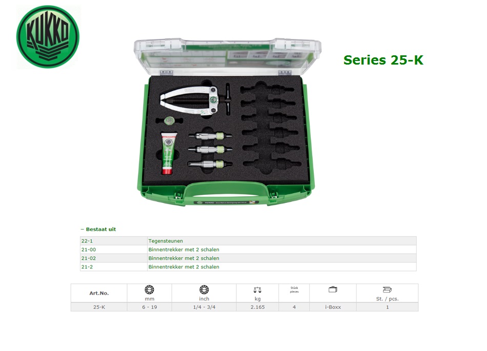 KUKKO Kogellager binnentrekker-set Ø 12-46 mm Kukko 25-A | DKMTools - DKM Tools