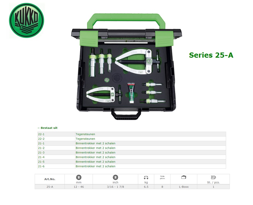 KUKKO Kogellager binnentrekker-set Ø 12-70 mm Kukko 25-B | DKMTools - DKM Tools