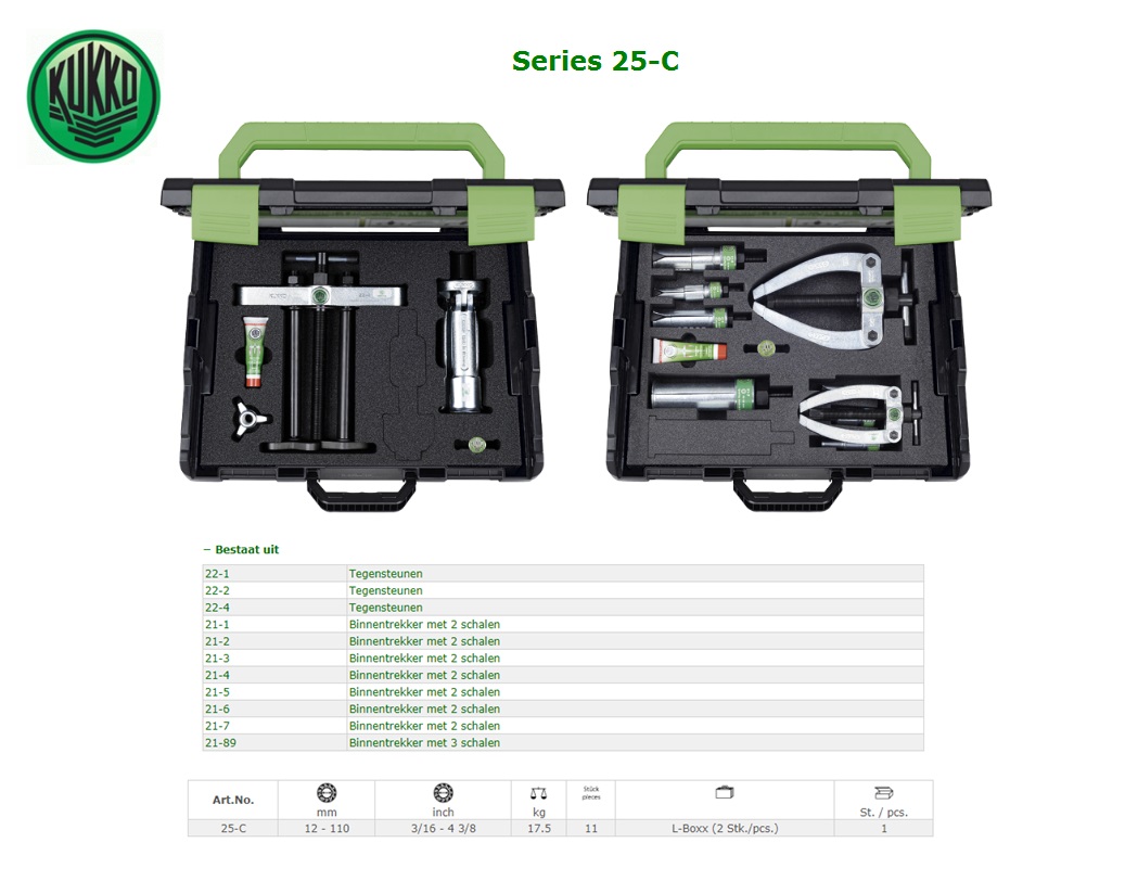 KUKKO Kogellager binnentrekker-set Ø 56-110 mm Kukko 25-D | DKMTools - DKM Tools