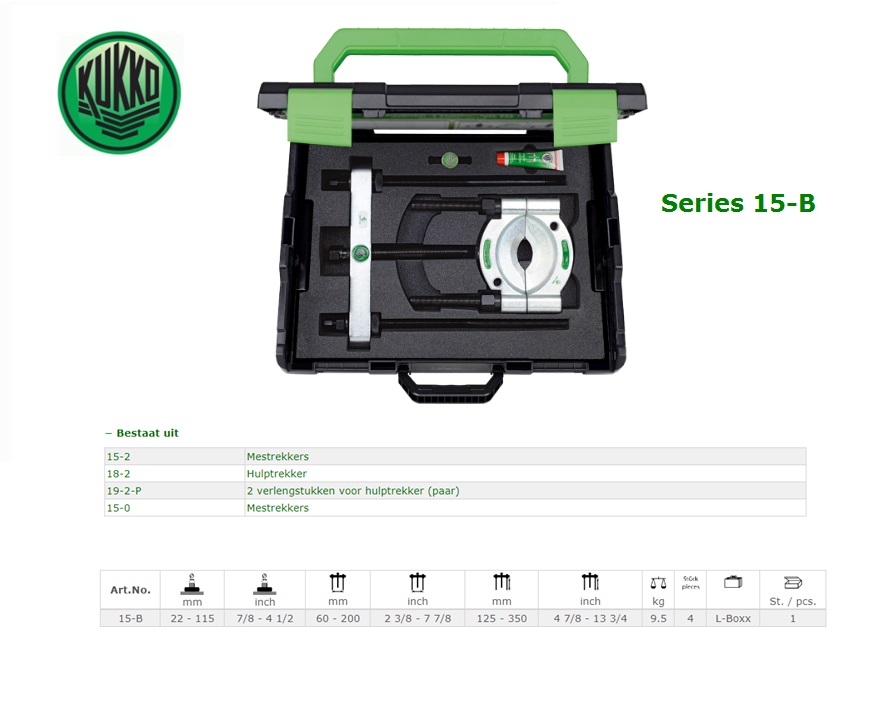 Mestrekkers met hulptrekkers –set 25-155mm Kukko 15-C | DKMTools - DKM Tools