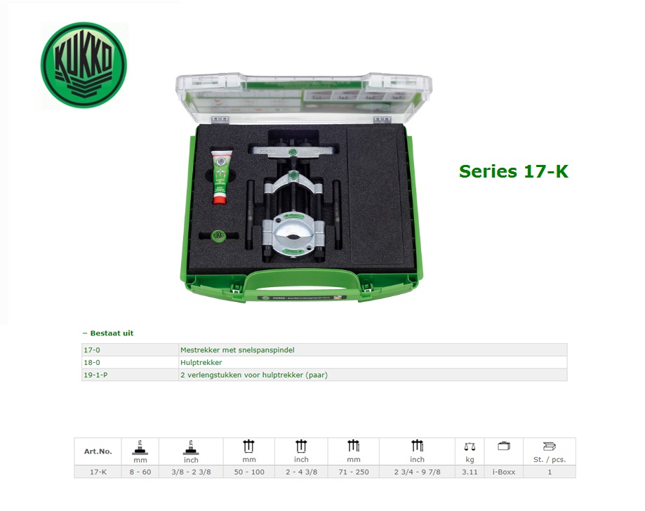 Mestrekker-set met snelspanspindel 17-A | DKMTools - DKM Tools