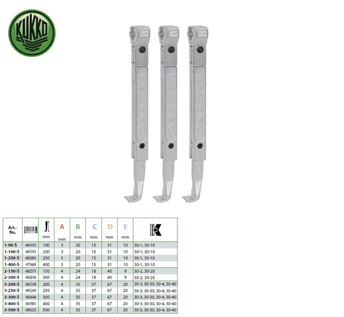 Verlengde trekhaken (3-dlg) Kukko 1-250-S