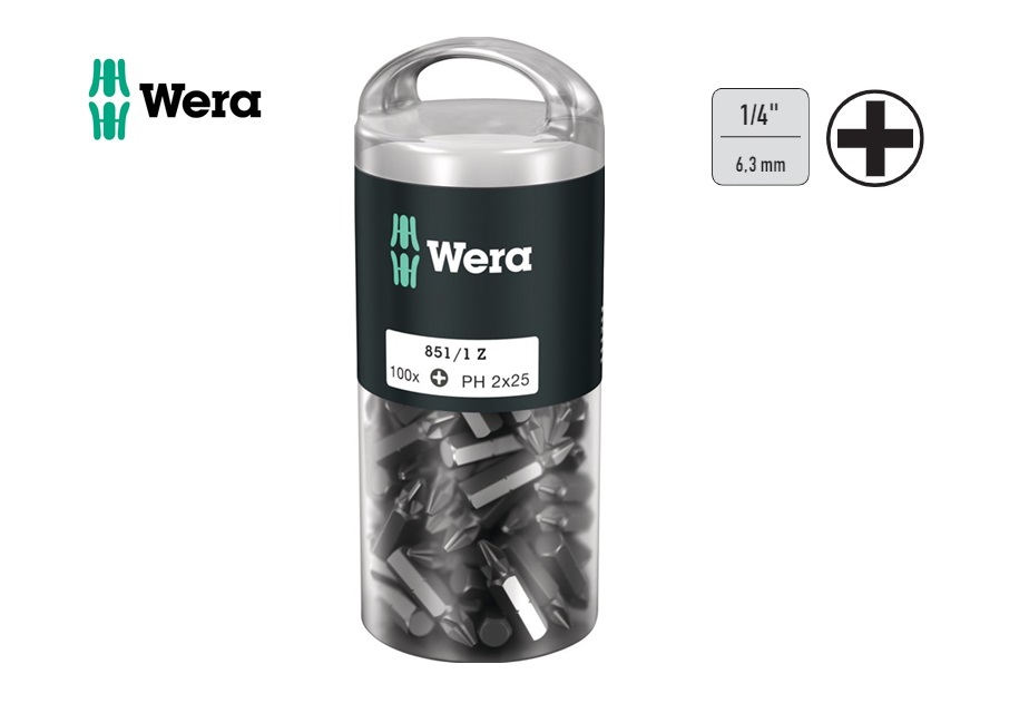 Wera 851/1 Z DIY 100 bits Phillips, PH 2 x 25 mm, 100/delig