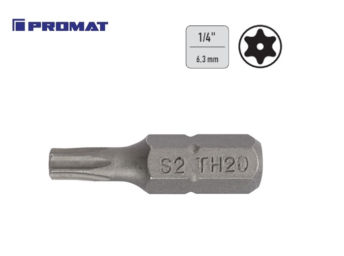 Torx bit met boring TX 7x25mm 1/4