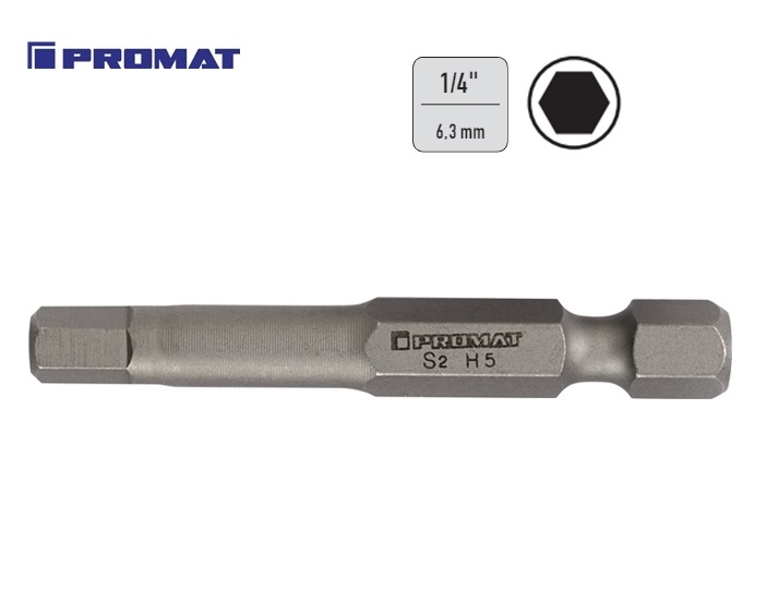 Binnenzeskant bit HEX 2 x 50mm 1/4