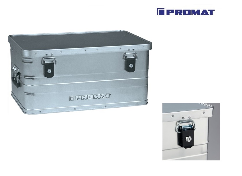 Aluminium box 47l L.580xB.380xH.275mm met klapdeksel en Sloten PROMAT