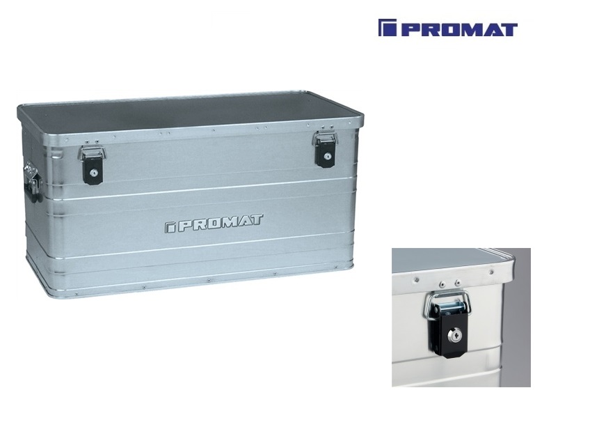 Aluminium box 90l, L750xB350 x H350mm met klapdeksel en Sloten PROMAT