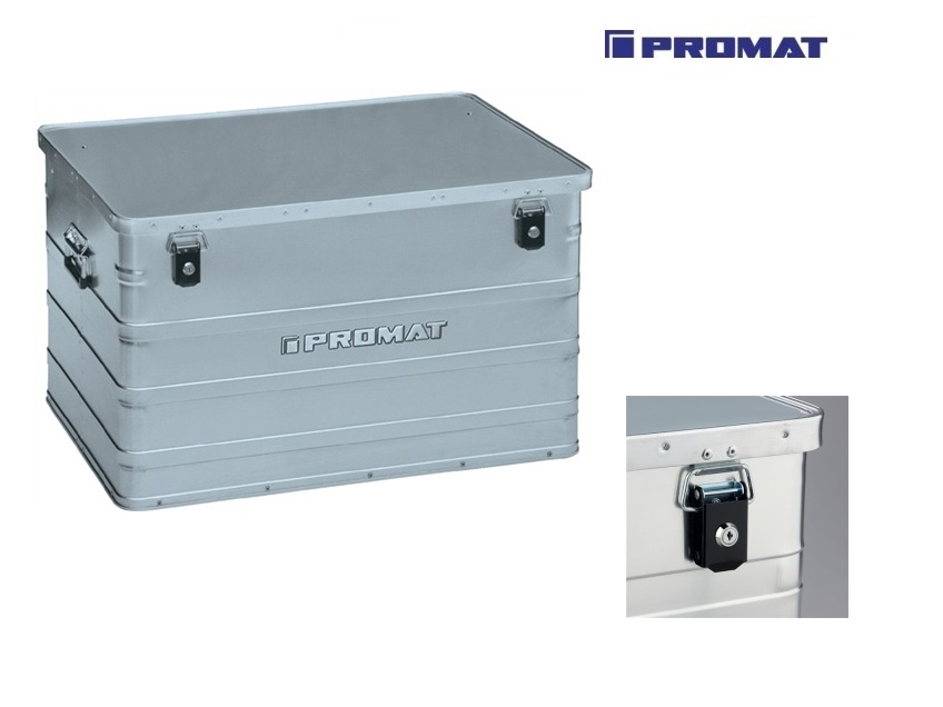 Aluminium box 184 l,L790xB560xH487mm met klapdeksel en Sloten PROMAT