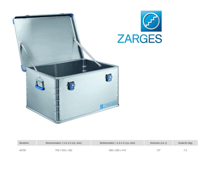 Eurobox 157 liter 750x550x380mm Zarges 40705