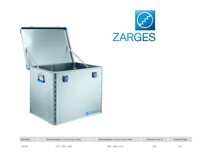 Eurobox 239 liter 750x550x580mm Zarges 40706