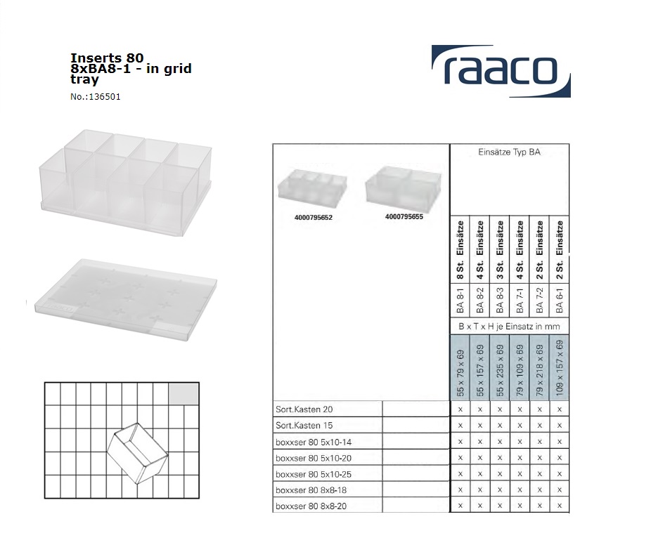 Raaco Inzetbakje 80 2xBA6-1 op tray 109x157x69mm | DKMTools - DKM Tools