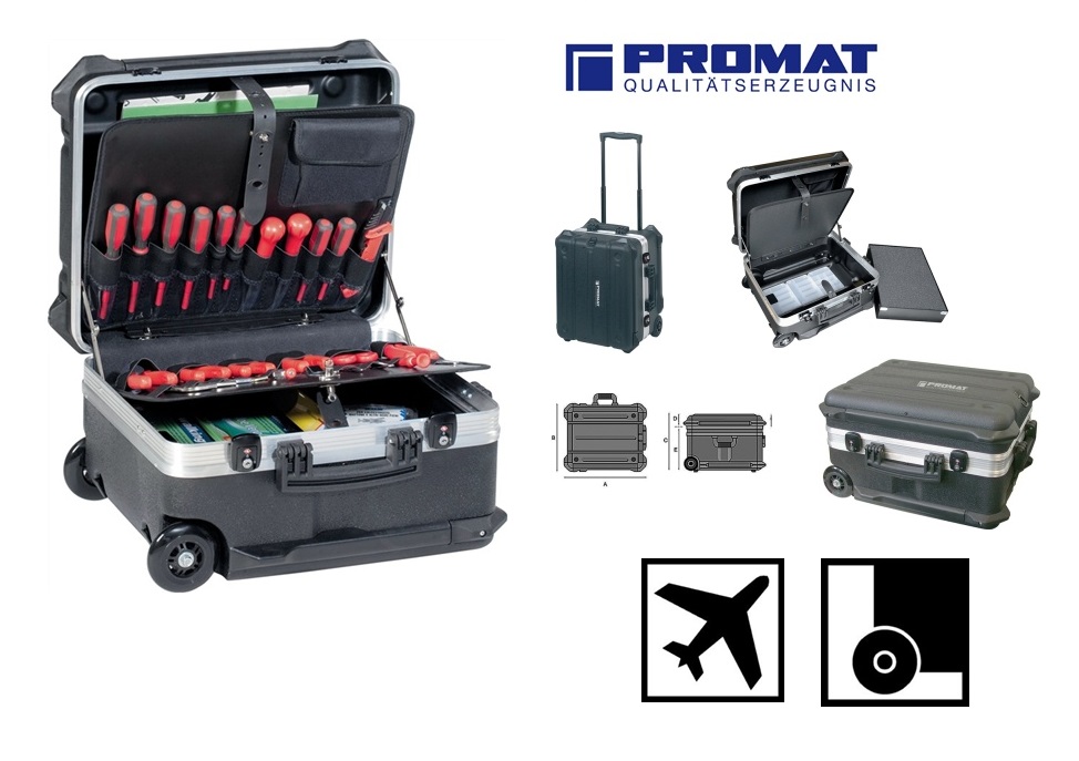 Hardkunststof koffer verrolbaar 465x255x352mm ALU/HDPE | DKMTools - DKM Tools