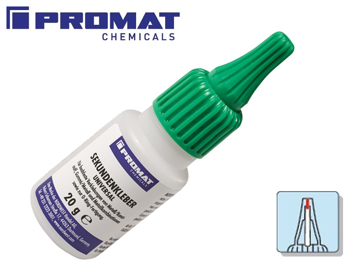 Superglue Univ.20g NSF P1 kleurloos fles PROMAT CHEMICALS