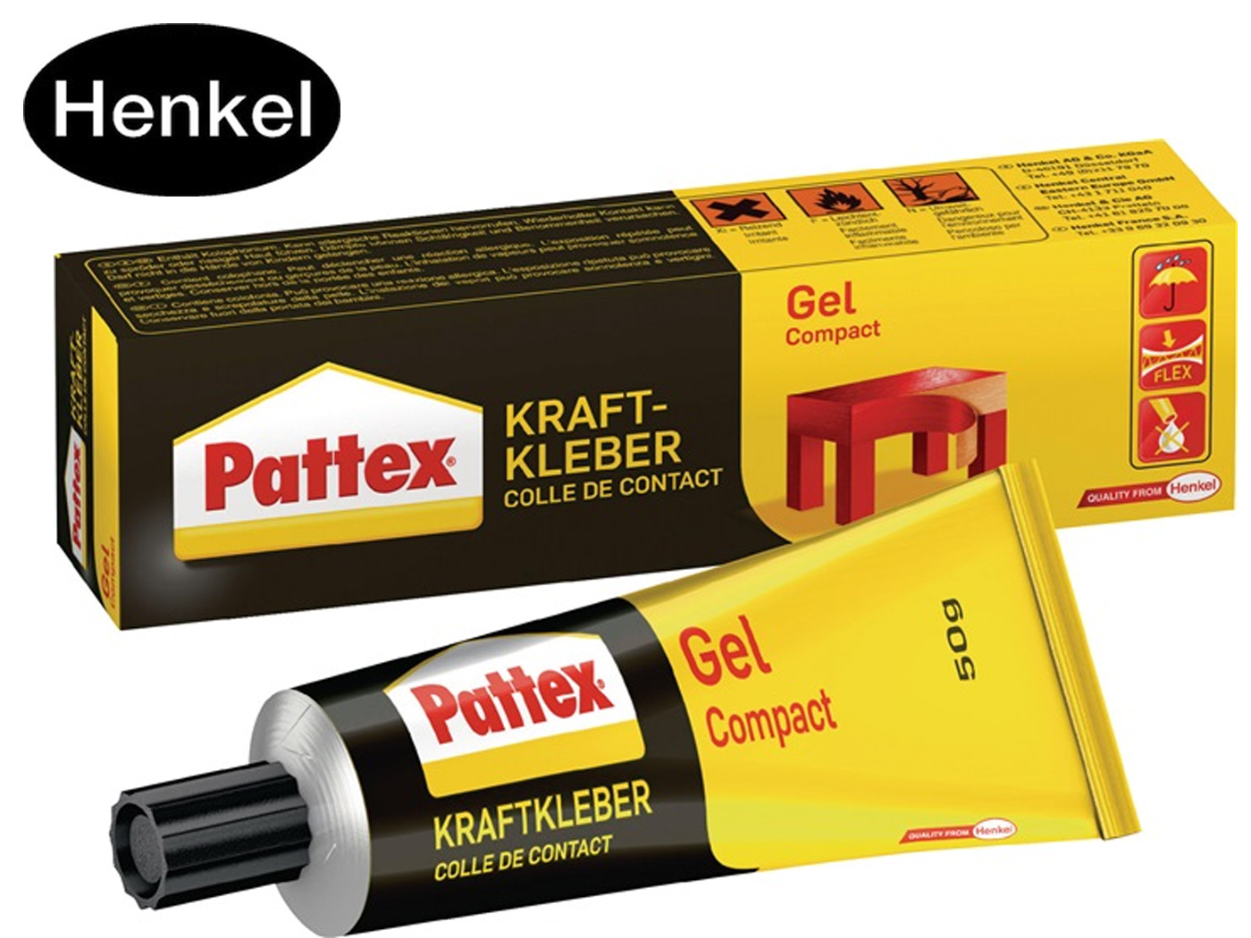 Krachtlijm Compact Gel -40GradC b. + 70GradC 50g Tube PATTEX