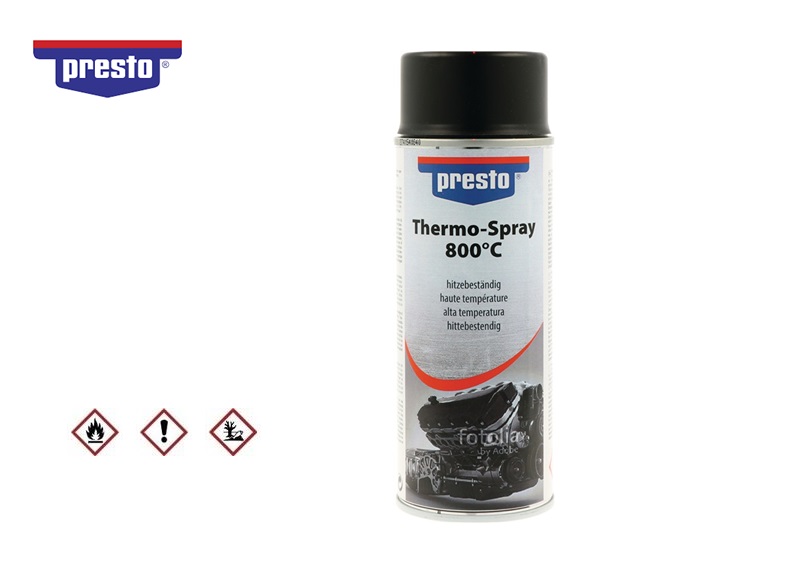 Presto hittebestendige lak Zwart 800°C 400ml Hoogglanzend