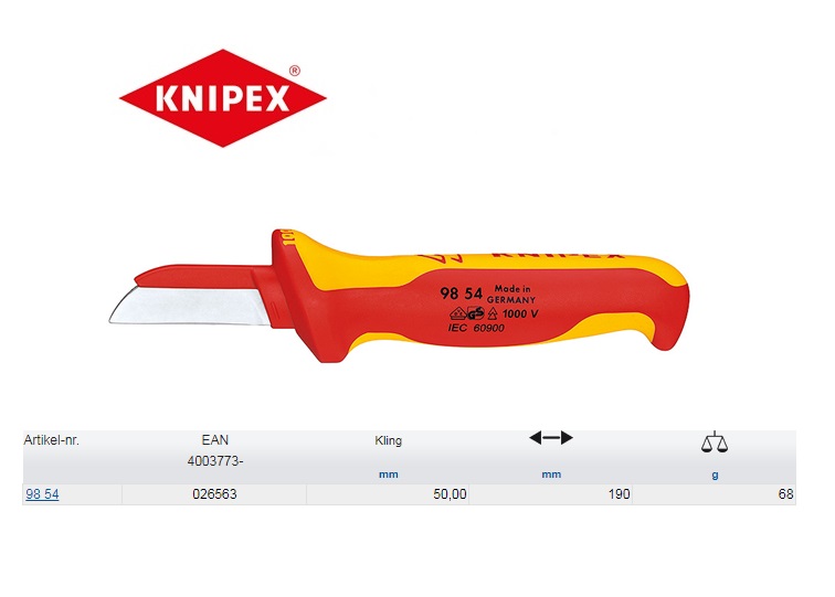 Knipex Kabelmes VDE 190mm  98 56 | DKMTools - DKM Tools