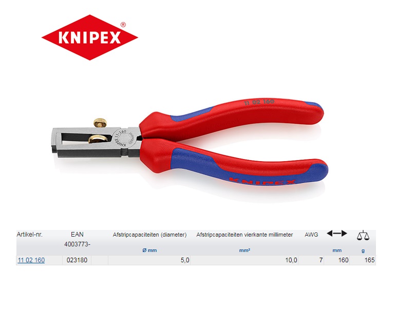 Knipex 1102160 striptang met veer 160mm