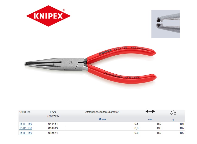 Knipex isolatie striptangen 160mm 0,5