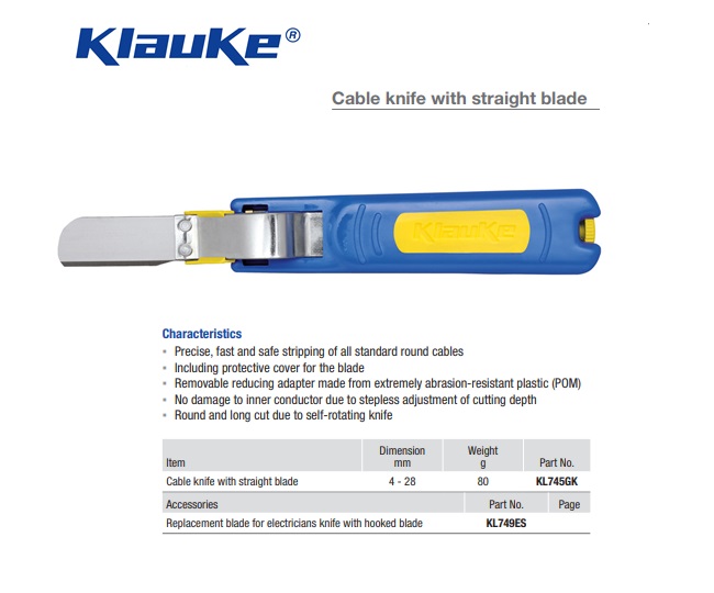 Klauke Striptang recht 4-28mm KL745GK