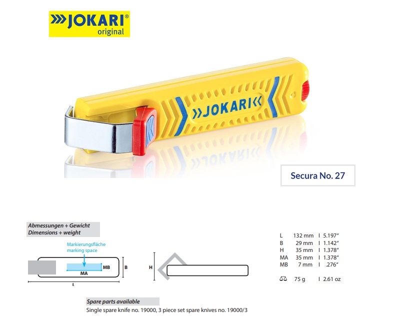 Jokari Kabelmes Secura 27 8 - 28 mm Ø 5/16“ - 1.1/8“ Ø | DKMTools - DKM Tools