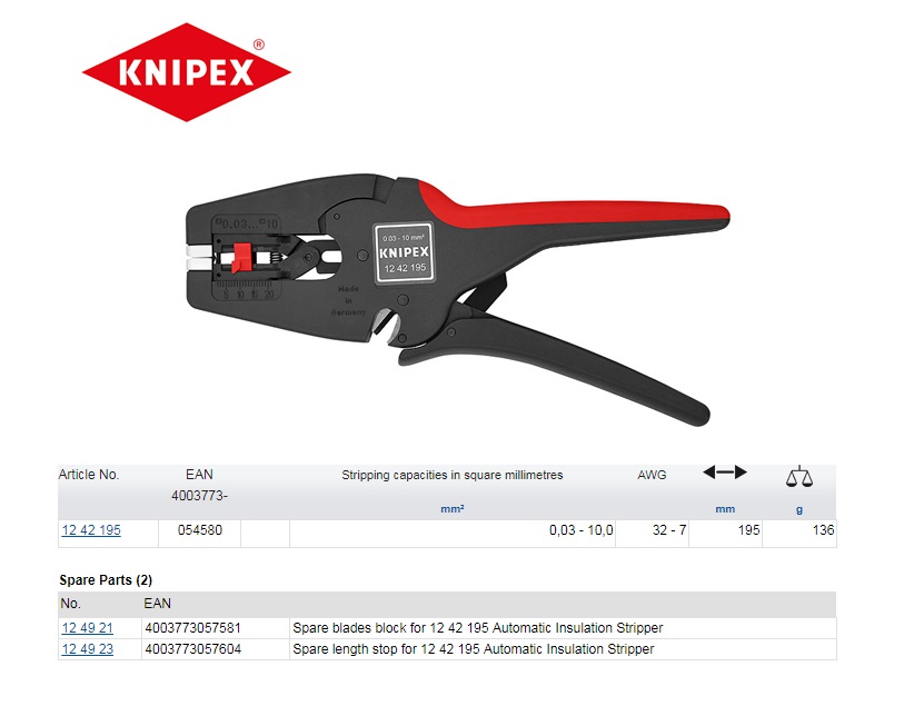 Knipex MultiStrip 10 Automatische afstriptang 0,03 - 10,0 mm²