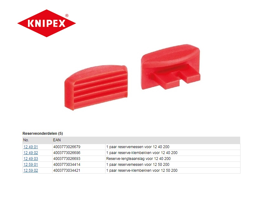 1 paar reserve-klembekken voor 12 40 200