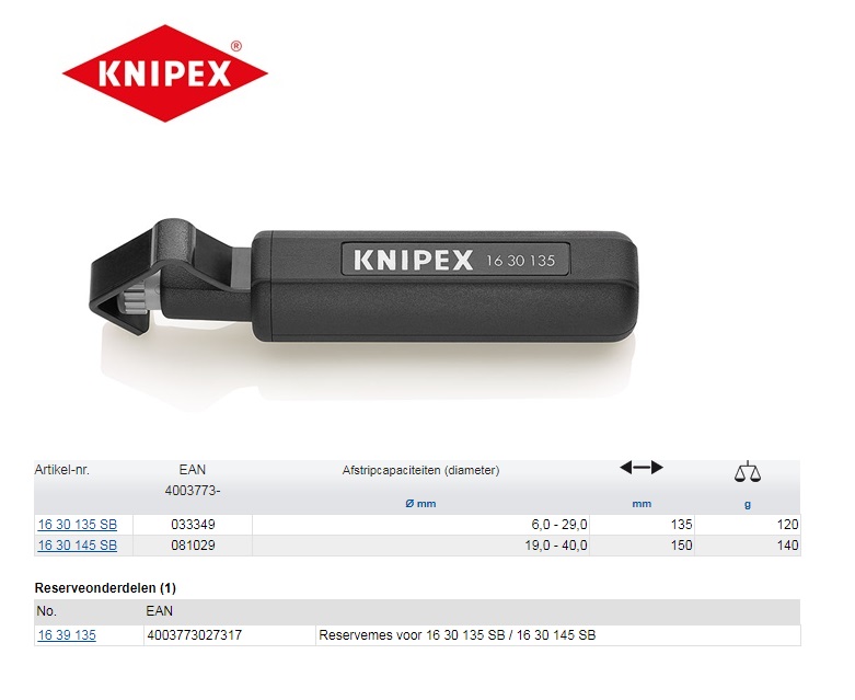 Knipex Ontmantelingsgereedschap 19 - 40 mm