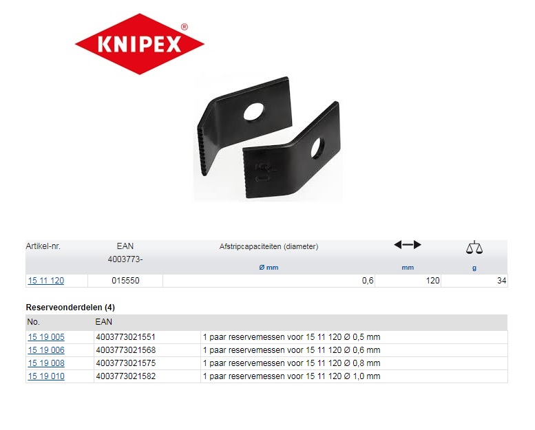 1 paar reservemessen voor 12 40 200 | DKMTools - DKM Tools