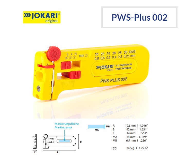 Jokari PWS-Plus 002 Micro-ontmantelgereedschap 0,25 to 0,80 mm Ø AWG 30