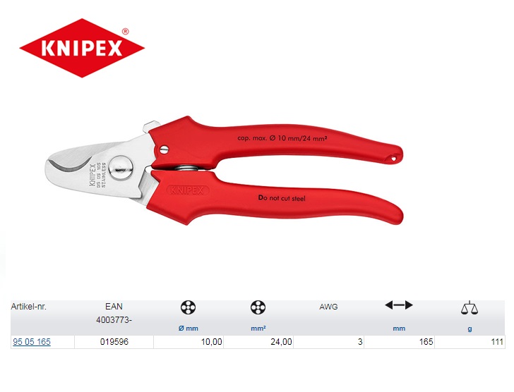 Knipex Kabelschaar 165 mm 95 26 165 SB | DKMTools - DKM Tools