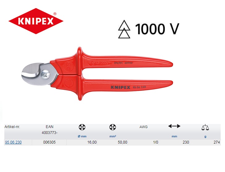 Knipex Kabelschaar 230 mm - 95 05 165 SB