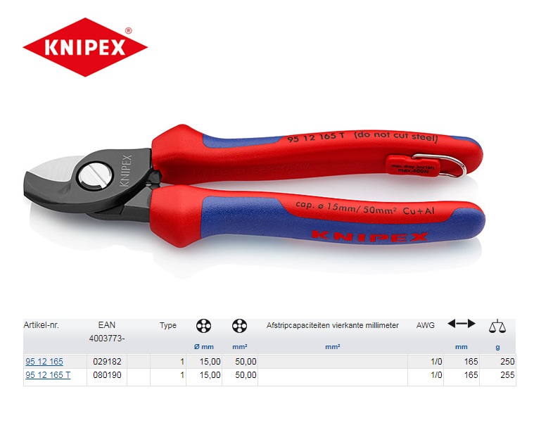 Knipex Kabelschaar 165 mm 95 41 165 | DKMTools - DKM Tools