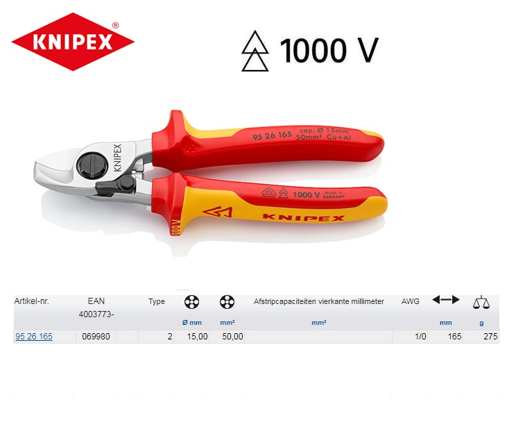 Knipex Kabelschaar 165 mm 95 26 165