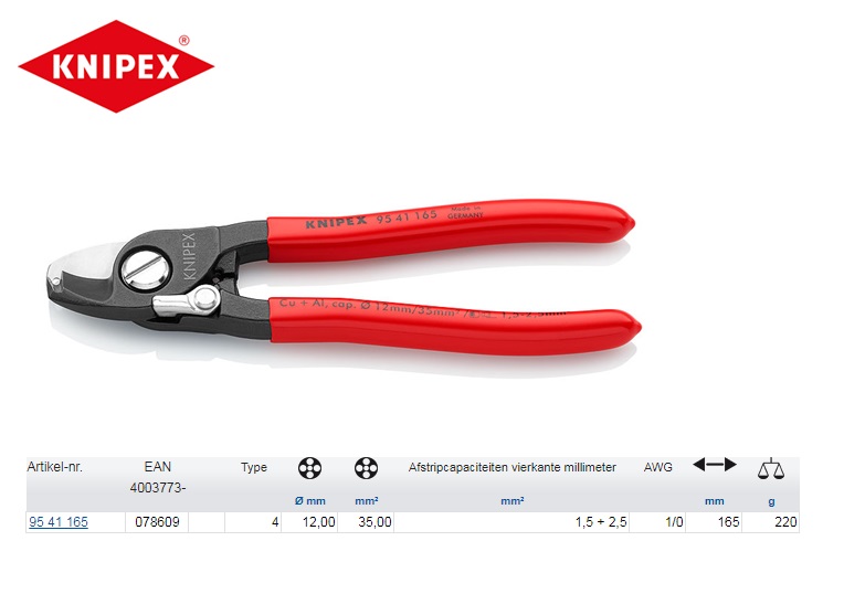 Knipex Kabelschaar 165 mm 95 41 165