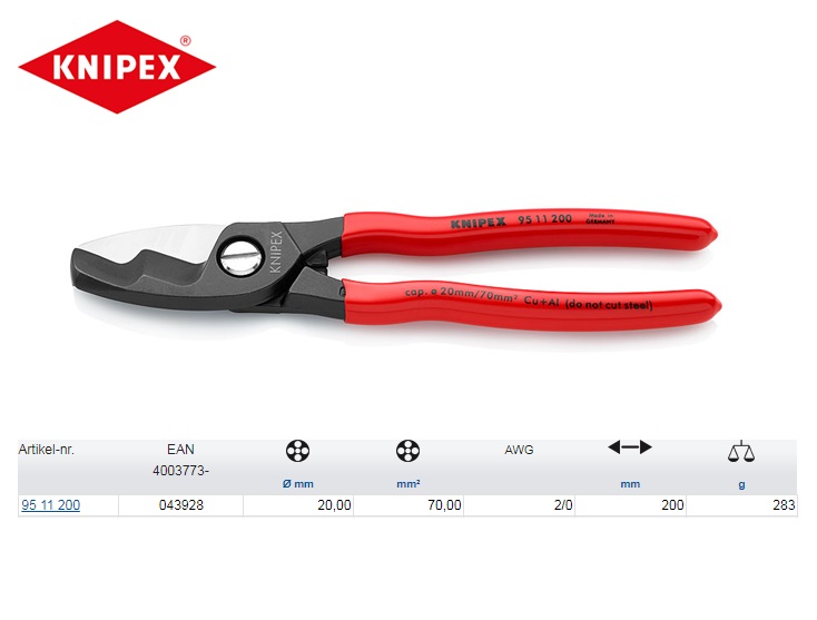 Knipex Kabelschaar 200 mm 95 16 200 SB | DKMTools - DKM Tools