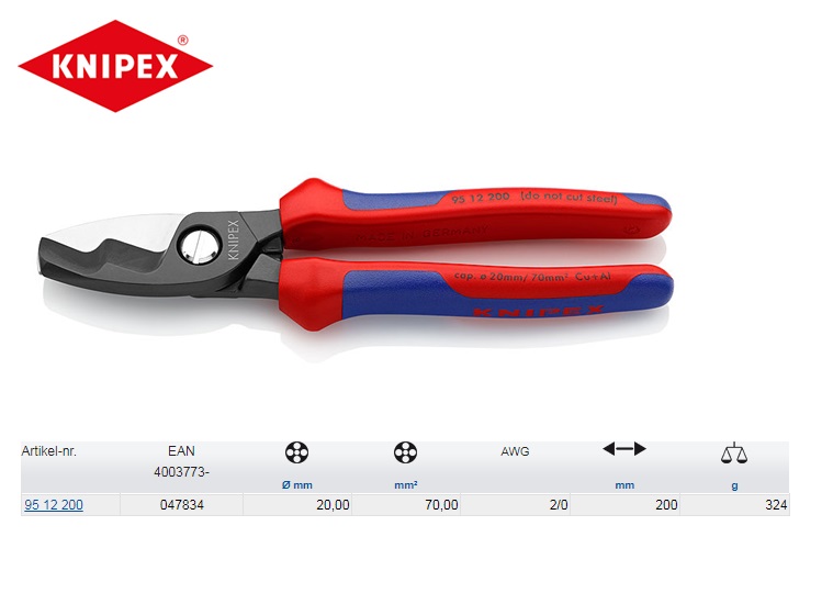 Knipex Kabelschaar 200 mm 95 16 200 SB | DKMTools - DKM Tools