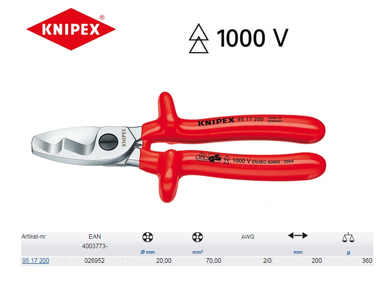 Knipex Kabelschaar 200 mm 95 17 200