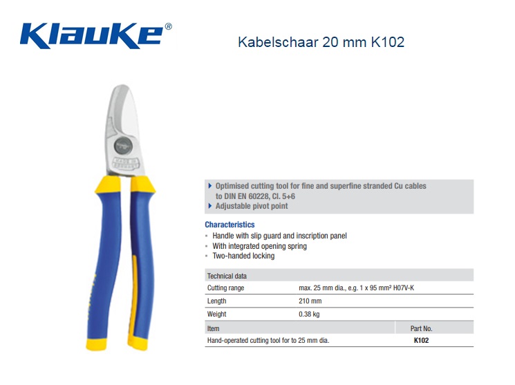 Klauke Kabelschaar 26 mm K 201/1 | DKMTools - DKM Tools
