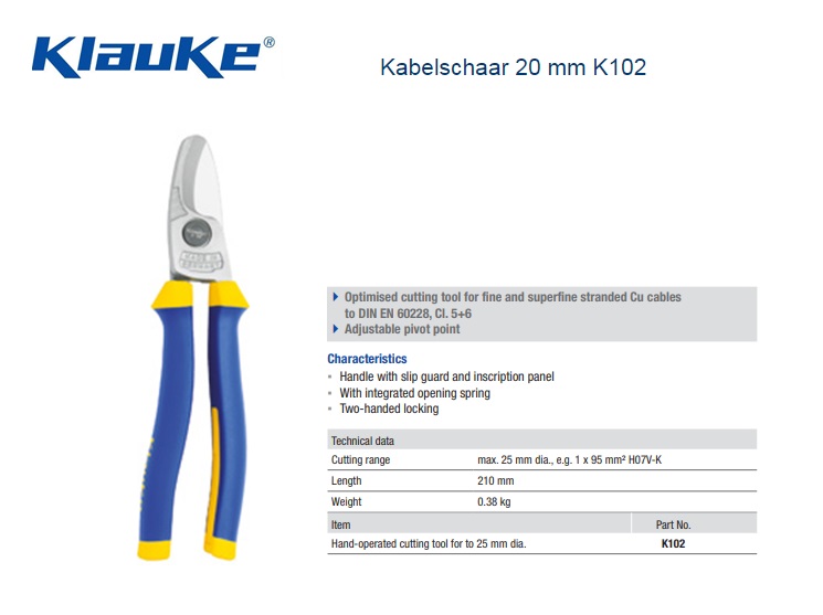 Klauke Kabelschaar 26 mm K 105/1 | DKMTools - DKM Tools