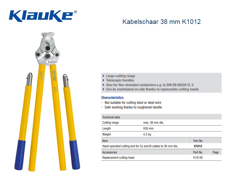 Klauke Kabelschaar 34 mm K 106/1 | DKMTools - DKM Tools